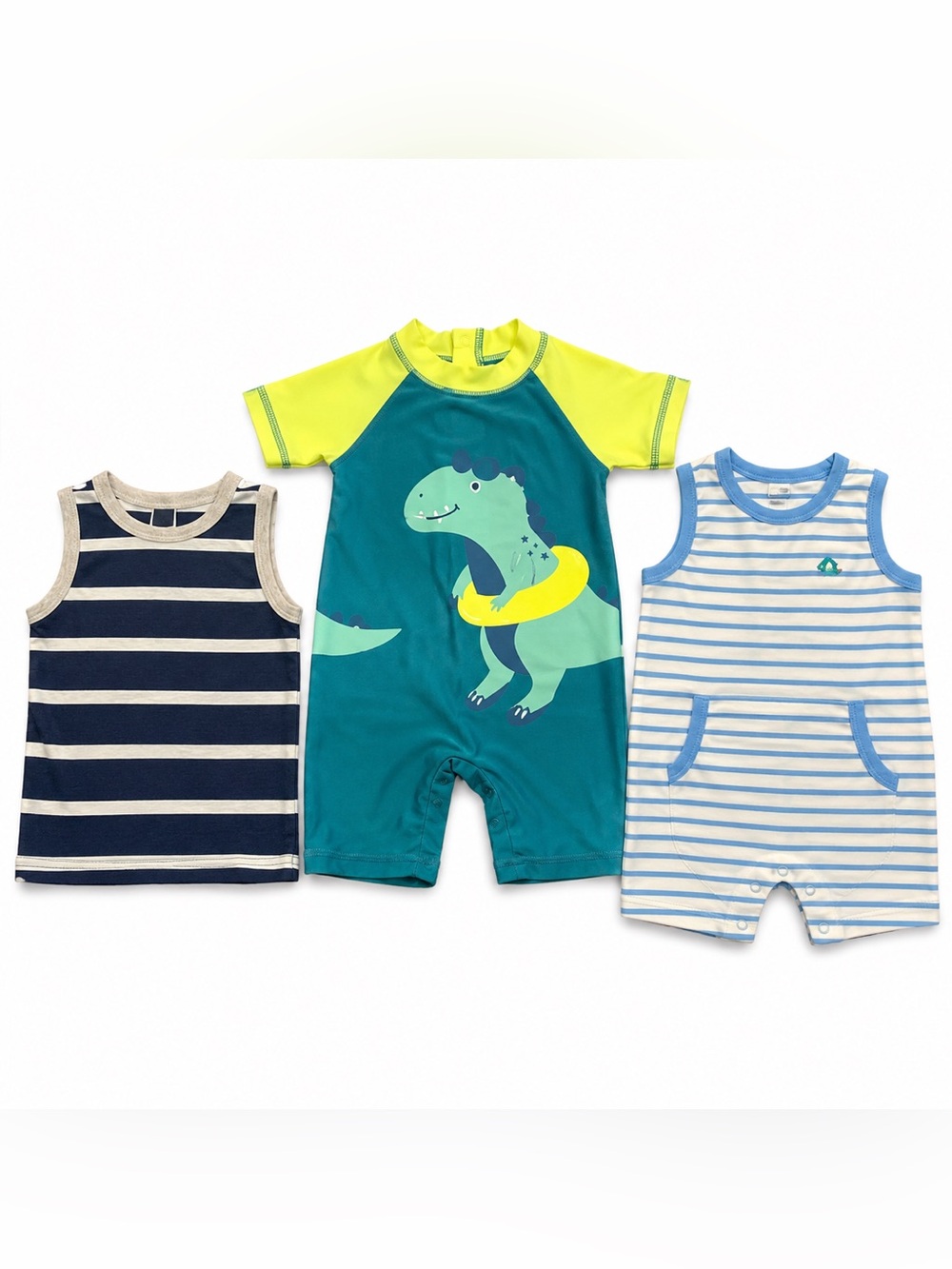 Carter's Baby Boy 9M 3 Piece Outfit Dinosaur Rompers Tank Top Summer Bundle
